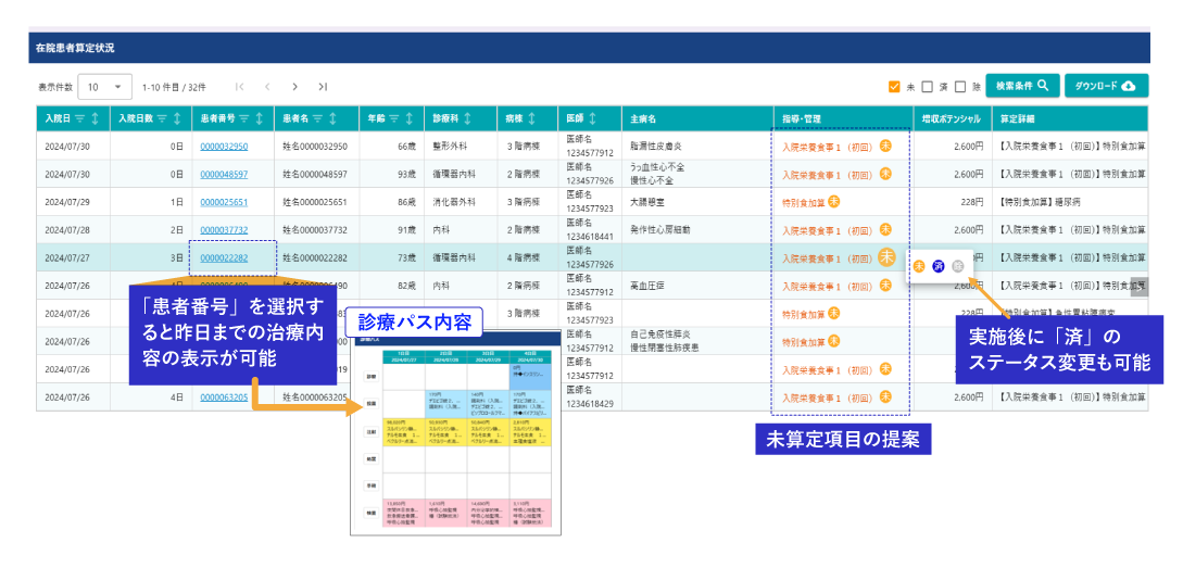 「MDV Act Link」業務支援①算定支援のイメージ画像