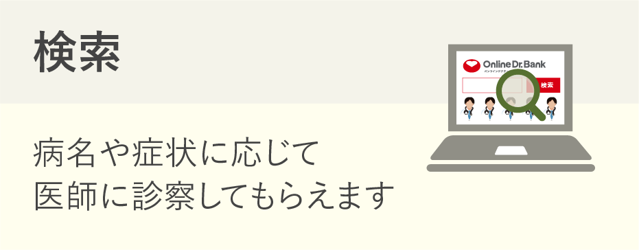 検索 病名や情報に応じて医師に診察してもらえます